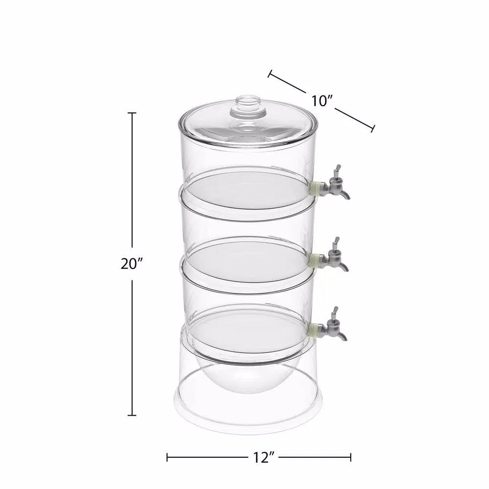 Classic Cuisine 3-Tier Beverage Dispenser, 354 oz BPA-Free Plastic Drink Server with 4 Removable Spigots
