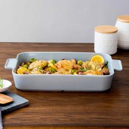 CorningWare 5 Qt. Rectangle Stoneware Baker, 10 in. x 15 in., Ash Gray thumbnail 2