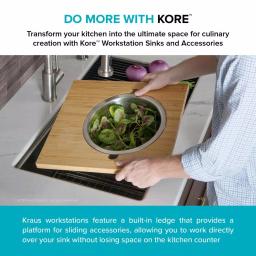 KRAUS 16.75 in. Workstation Kitchen Sink Serving Board Set with Stainless Steel Colander thumbnail 7