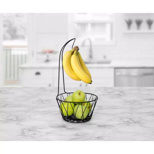 Spectrum Paxton Fruit Tree Steel Banana Stand and Fruit Bowl, Black