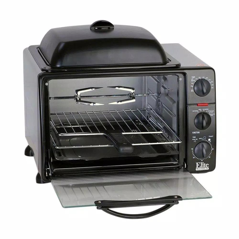 Elite Platinum 8-in-1 Multifunction Convection Toaster Oven Broiler with Rotisserie, 1500W, Black