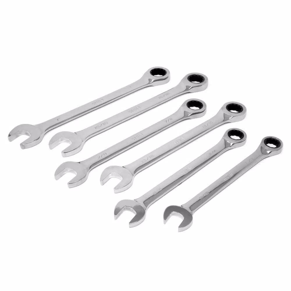WEN 13-Piece Professional SAE Ratcheting Combination Wrench Set with Storage Rack