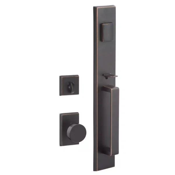 Sure-Loc Hardware Vail Vintage Bronze Single-Cylinder Keyed Entrance Leverset with Deadbolt and Escalante Interior Knob