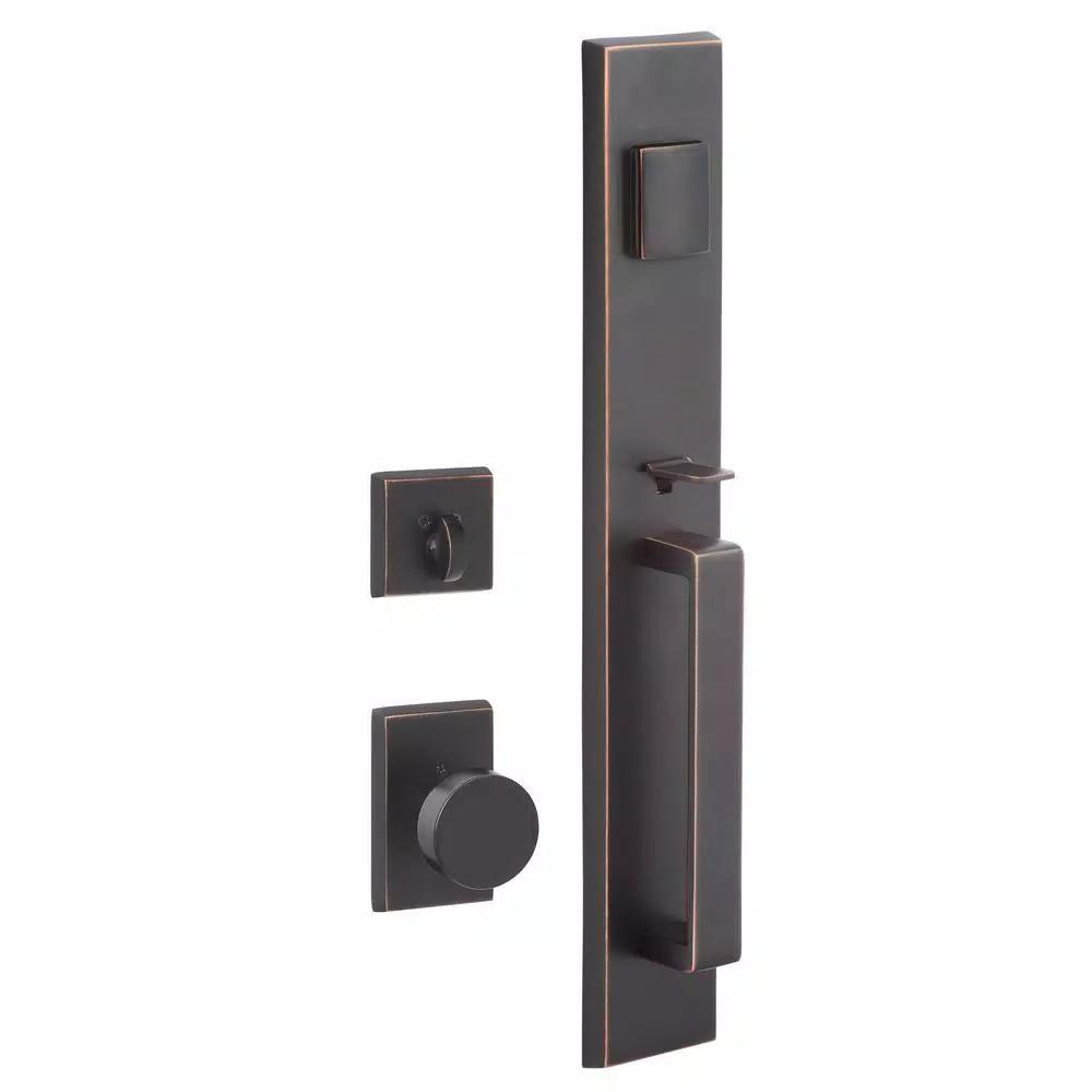 Sure-Loc Hardware Vail Vintage Bronze Single-Cylinder Keyed Entrance Leverset with Deadbolt and Escalante Interior Knob