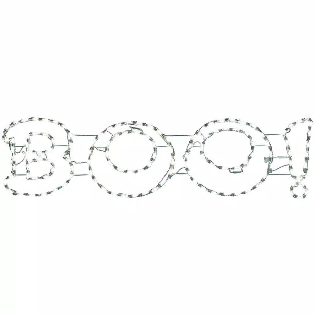 Haunted Hill Farm 63 in. x 16 in. LED Boo Sign Halloween Light, Indoor/Outdoor Weather Resistant Decor