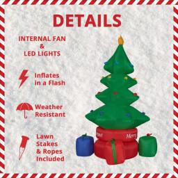 Fraser Hill Farm 6.5 ft. Animated Rotating Christmas Tree Inflatable with White Lights thumbnail 4