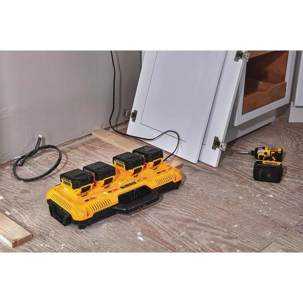 DEWALT 4-Port Rapid Lithium-Ion Battery Charger for 12V, 20V MAX, and FLEXVOLT 60V MAX Batteries