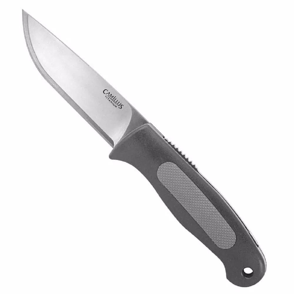 Camillus TigerSharp 3.75 in. Titanium Bonded Drop Point Fixed Blade Knife with 2 Replacement Blades