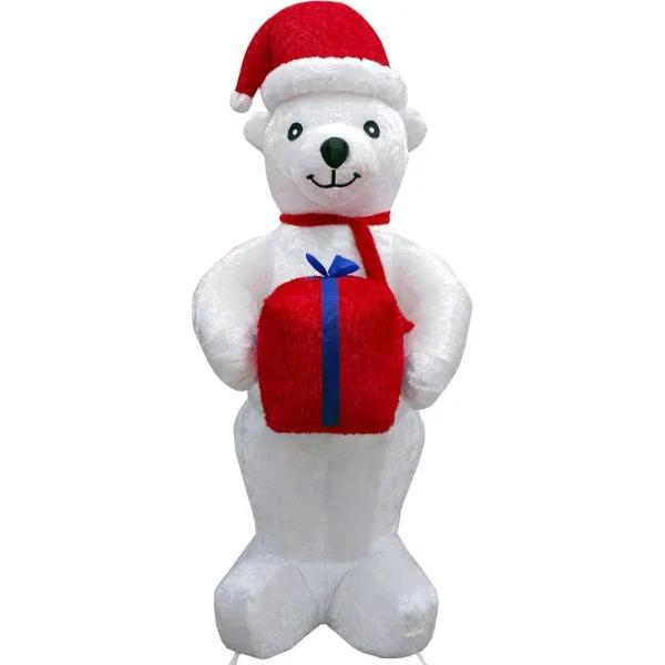 Fraser Hill Farm 8 ft. Pre-Lit Plush Polar Bear Christmas Inflatable Decoration