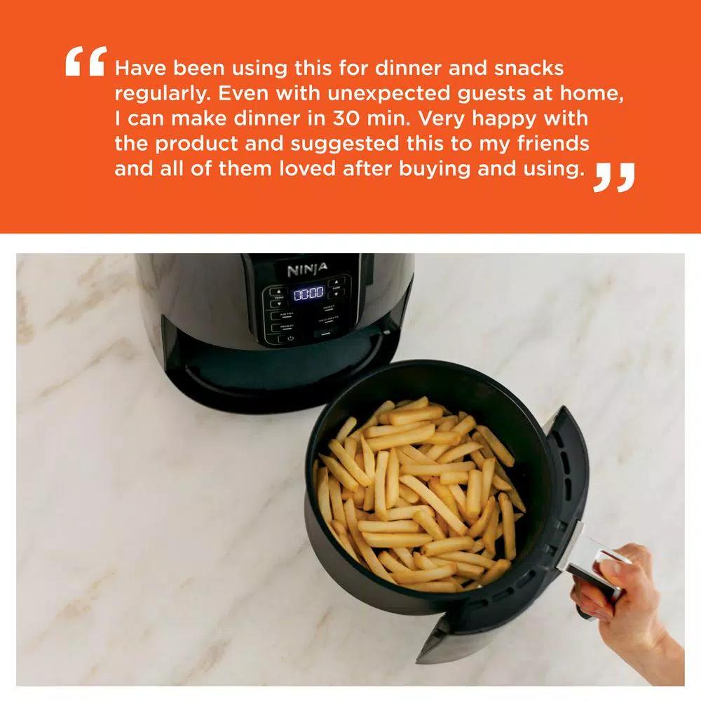 Ninja 4 Qt. Air Fryer, Black and Gray Electric Countertop Fryer with Recipe Book