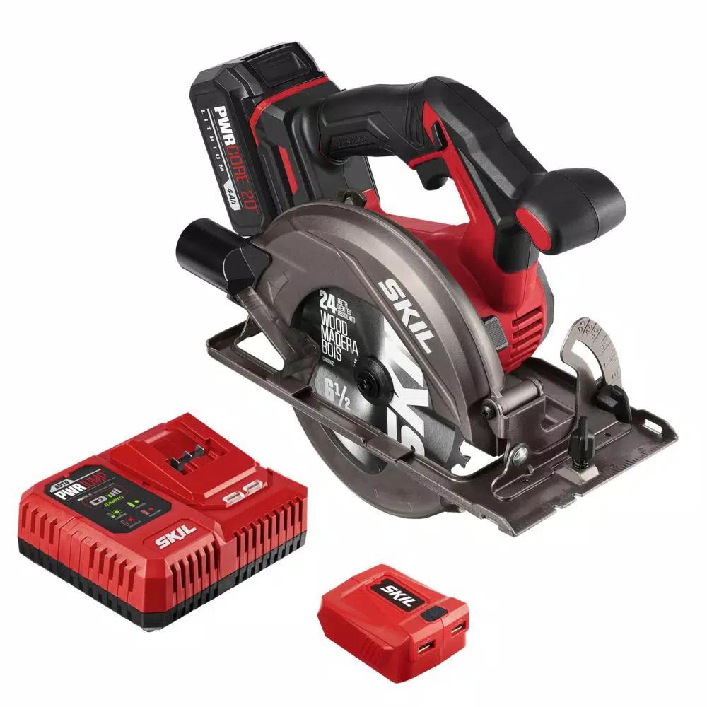 SKIL PWRCore 20V Brushless 6-1/2 in. Cordless Circular Saw Kit with 4.0Ah Battery and Charger