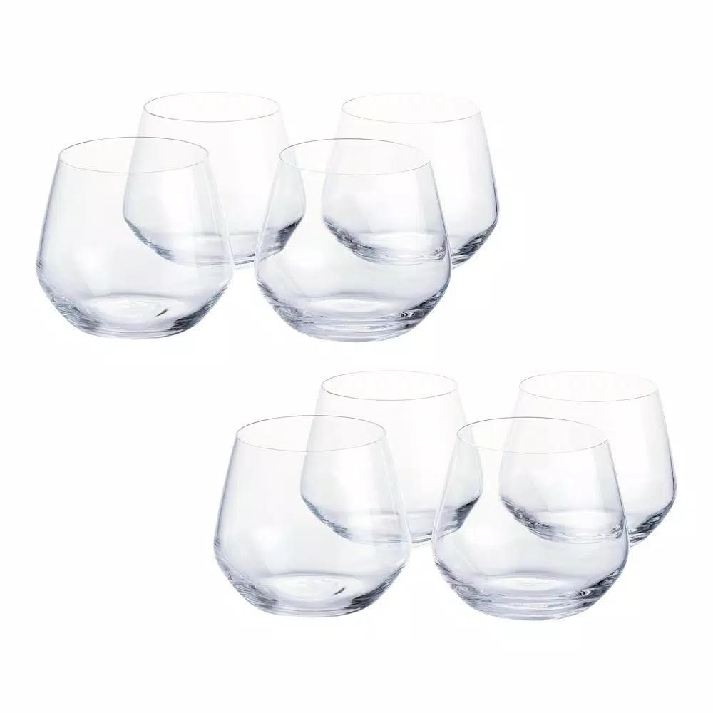 Home Decorators Collection Genoa 18.5 oz. Lead-Free Crystal Stemless Wine Glasses, Set of 8