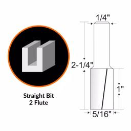 WEN 5/16 in. Straight 2-Flute Carbide Tipped Router Bit, 1/4 in. Shank thumbnail 2
