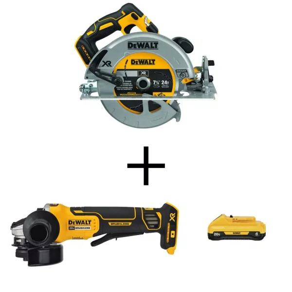 DEWALT 20V MAX XR Brushless 7-1/4 in. Circular Saw & 4-1/2 in. Grinder Combo Kit with 4.0 Ah Battery