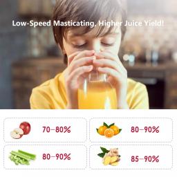 Boyel Living 200W Stainless Steel Slow Masticating Juicer, Quiet Cold Press Juicer with Reverse Function, Silver thumbnail 8