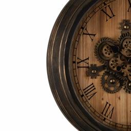 Glitzhome 27.76 in. Vintage Industrial Oversized Wall Clock with Moving Gears and Roman Numerals thumbnail 4