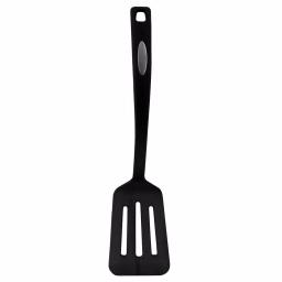 Unbranded Black Nylon Flexible Non-Stick Slotted Spatula with Curved Handle thumbnail 1
