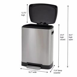 Household Essentials Summit 13 Gallon Rectangular Stainless Steel Step Trash Can with Soft-Close Lid thumbnail 6