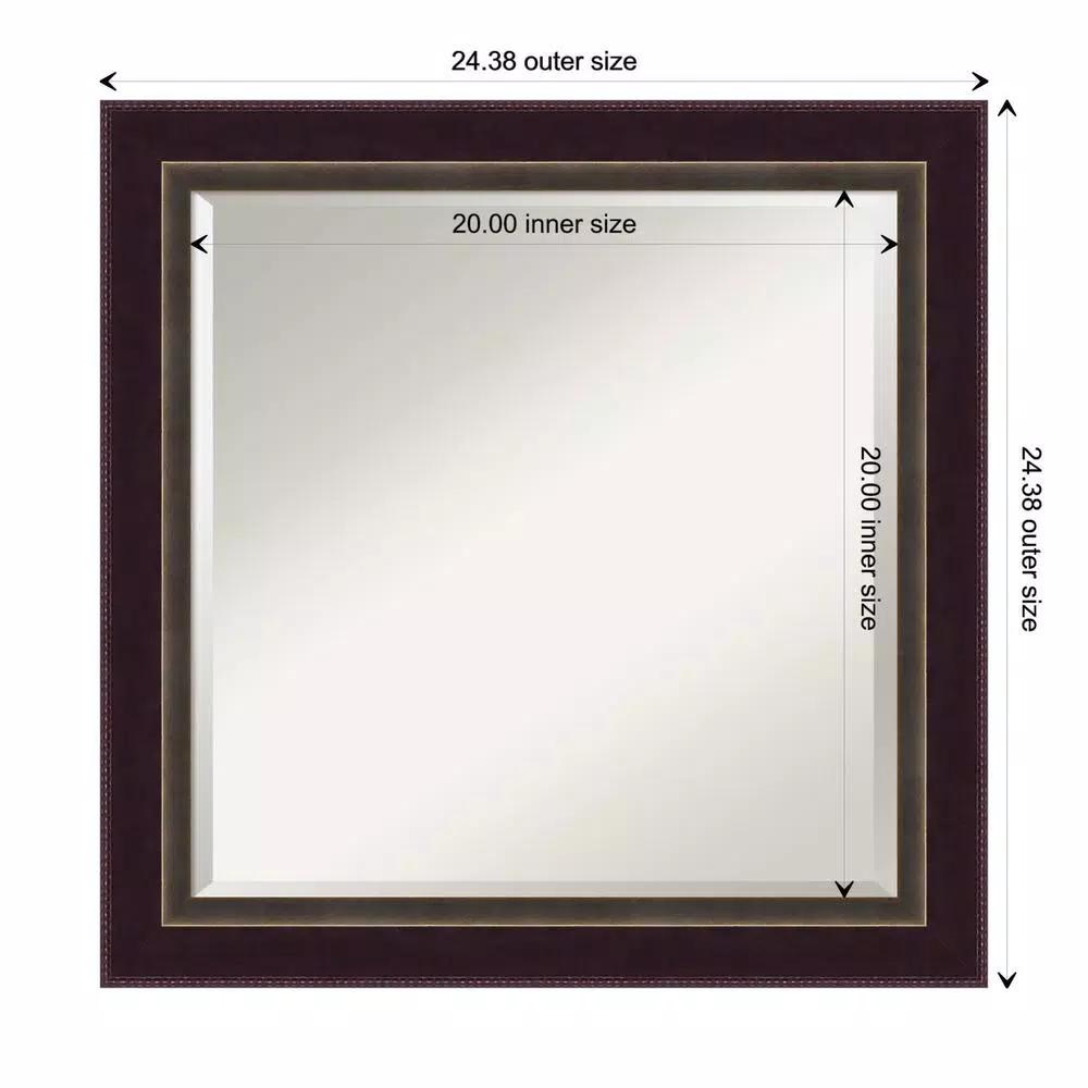 Amanti Art Signore 24 in. x 24 in. Square Wood Framed Beveled Edge Bathroom Vanity Mirror in Bronze