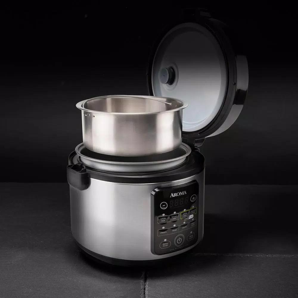 Aroma 12-Cup Smart Carb Rice Cooker and Multicooker, Stainless Steel
