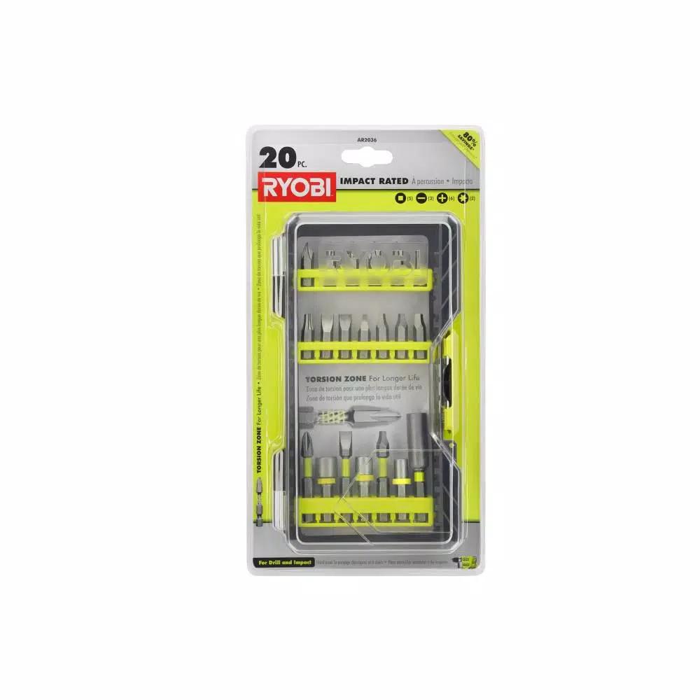 RYOBI 18V ONE+ Cordless 1/4 in. Impact Driver Kit with (2) 1.5 Ah Batteries, Charger, Bag, and 20-Piece Bit Set