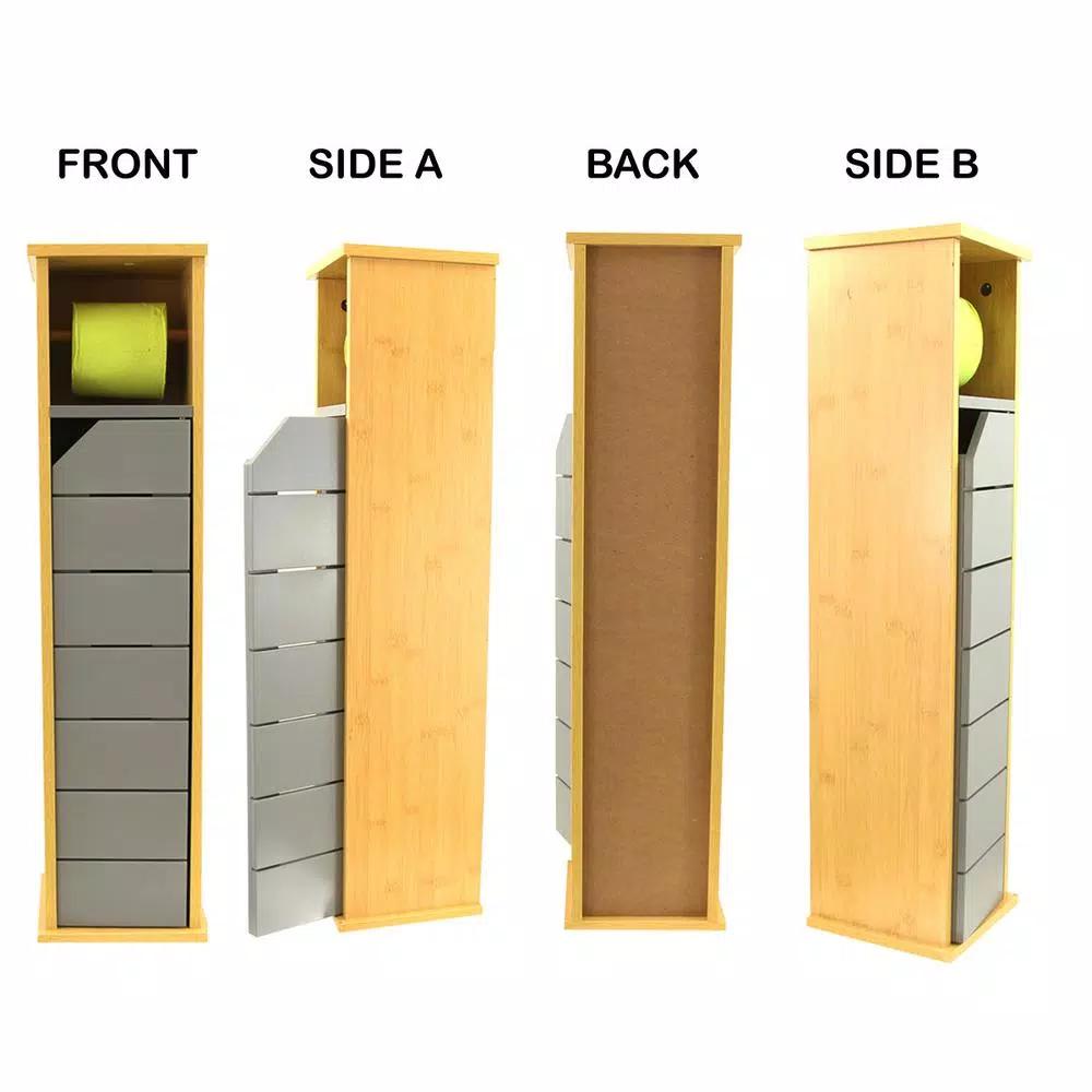 Unbranded Noumea 2-in-1 Wood Toilet Paper Holder and Floor Storage Cabinet - Gray/Brown