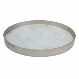Stonebriar Collection Stonebriar Decorative Pink Marble Glass and Wood Serving Tray with Gold Trim thumbnail 4