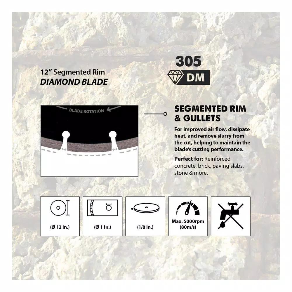 Evolution Power Tools Evolutions 12 in. Diamond Segmented Saw Blade for Masonry and Concrete