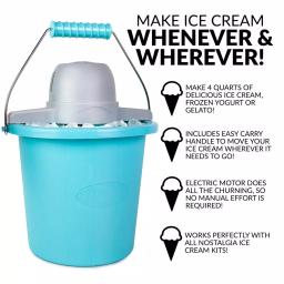Nostalgia 4 Qt. Electric Ice Cream Maker with Easy-Carry Handle, Blue thumbnail 2