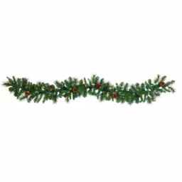 Nearly Natural 6 ft. Pre-lit Artificial Mixed Pine and Pinecone Garland with 35 Clear LED Lights thumbnail 1
