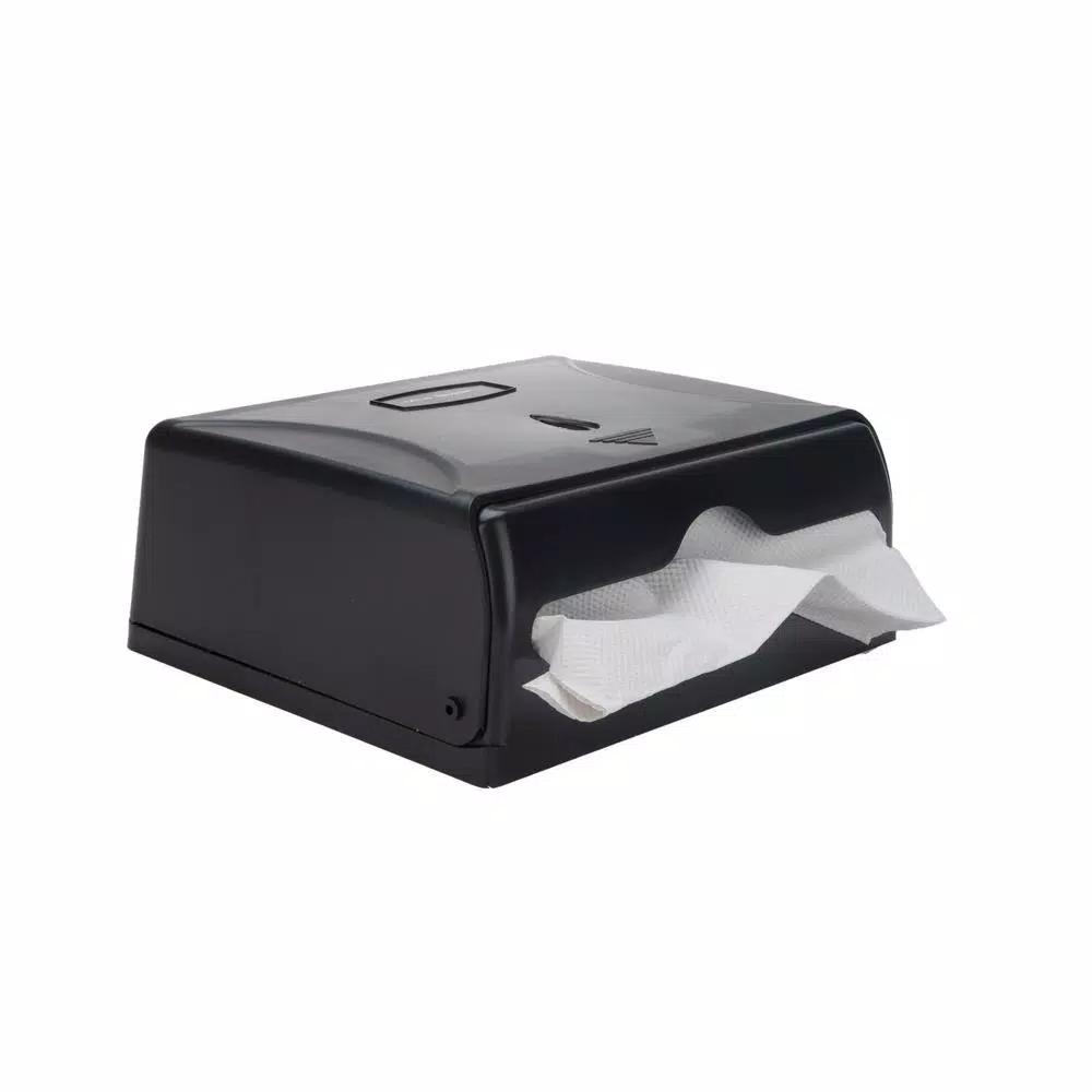 Mind Reader Wall Mounted Black Paper Towel Dispenser with Transparent Viewing Window, High Capacity ABS Plastic