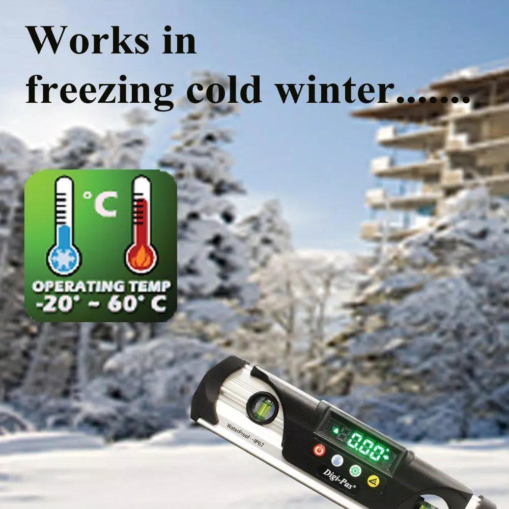 Digi-Pas DWL280PRO 9 in. IP67 Waterproof Digital Torpedo Level with LED Display and Magnetic V-Groove Base