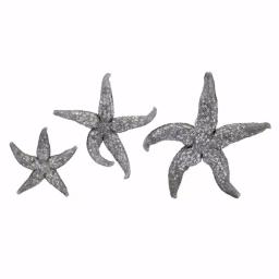 IMAX Magali Silver Starfish Wall Decor Set of 3 - Distressed Gray Polystone Sculptures thumbnail 2
