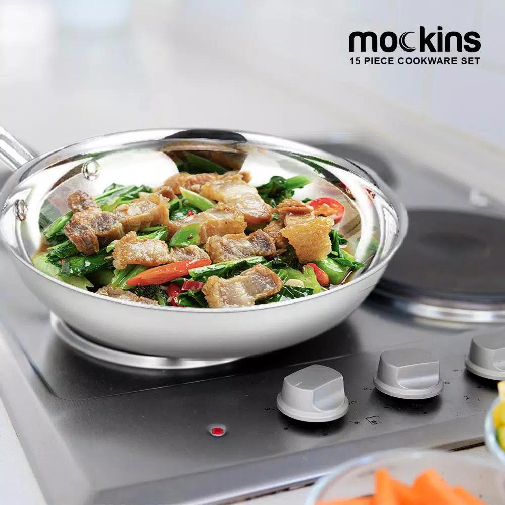 Mockins 15-Piece Tri-Ply Stainless Steel Cookware Set with Lids