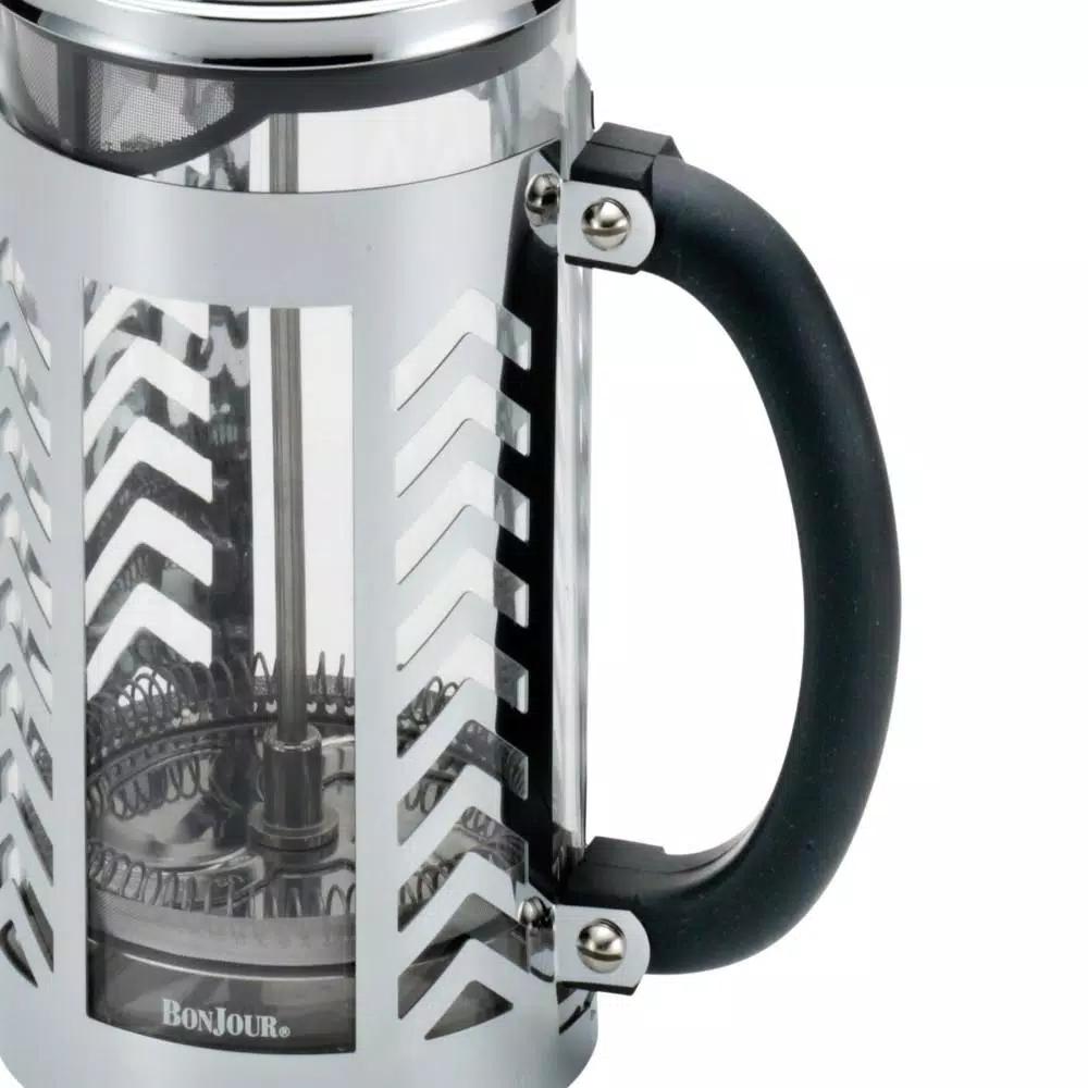 BonJour 8-Cup Chevron French Press, Borosilicate Glass and Stainless Steel