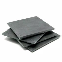 Creative Home Natural Dark Gray Slate Coaster Set of 4 - 4 in. x 4 in. Rustic Stone Coasters thumbnail 3