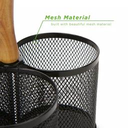 MIND READER 3-Section Black Metal Utensil Caddy, Large Capacity Cutlery & Flatware Organizer for Kitchen Countertop thumbnail 4