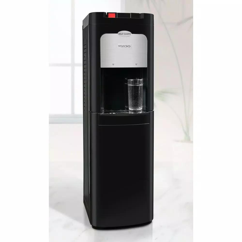 Igloo Bottom Loading Water Dispenser with Ozone Self-Cleaning, Hot & Cold, Black/Stainless Steel
