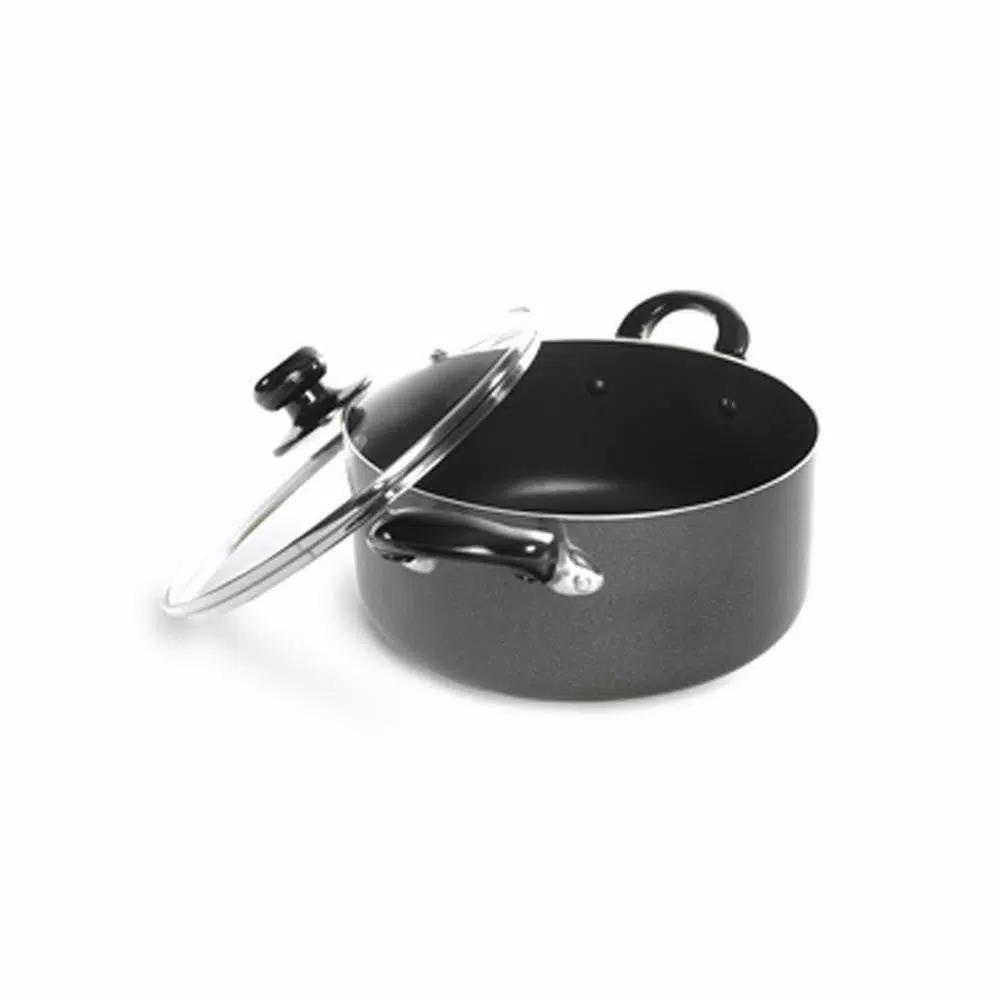 Better Chef 13 qt. Round Aluminum Nonstick Dutch Oven with Glass Lid, Gray
