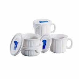 Corningware French White 8-Piece Stoneware Pop-Ins Mug and Casserole Set with Lids thumbnail 1
