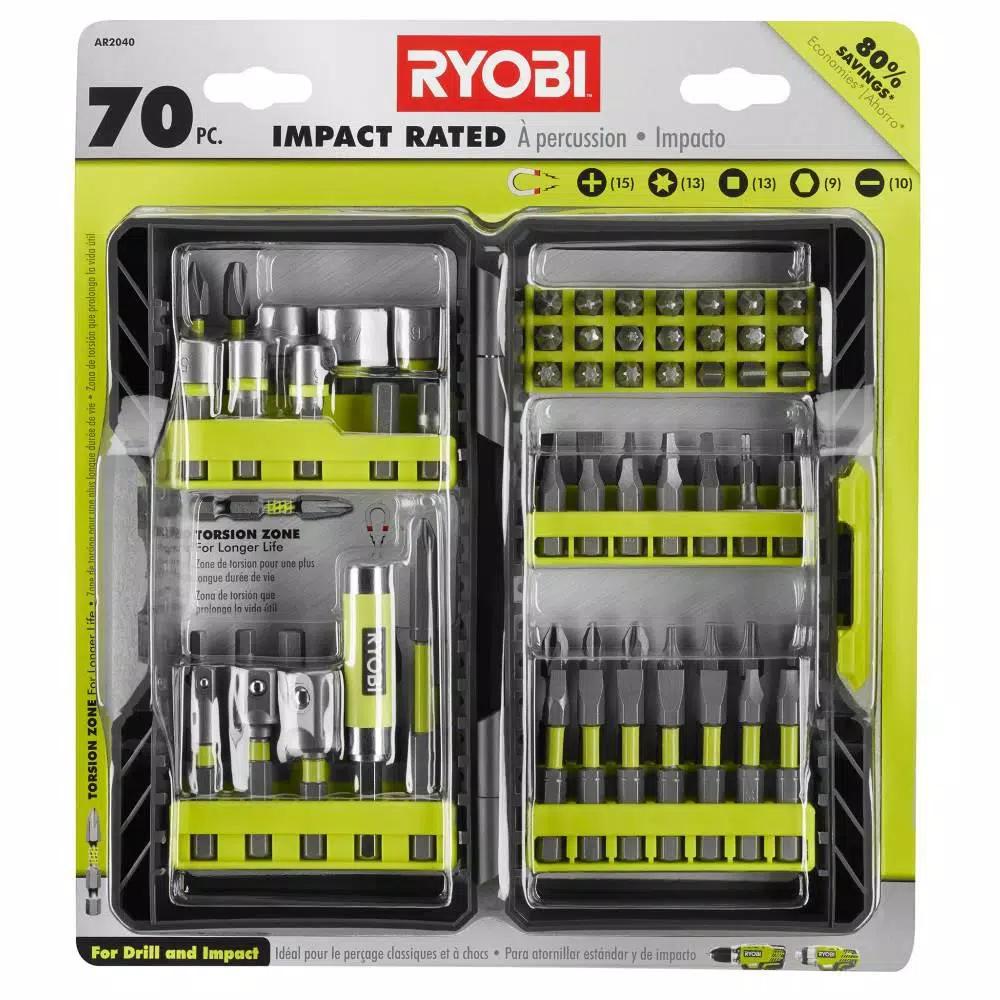 RYOBI 78-Piece Impact Rated Driving Bit Set with Modular Case and Bonus 8-Piece Bit Set