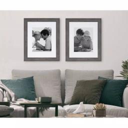Kate And Laurel Edson Gray Rustic Farmhouse Picture Frame Set, 16x20 in. Matted to 11x14 in. (Set of 2) thumbnail 6