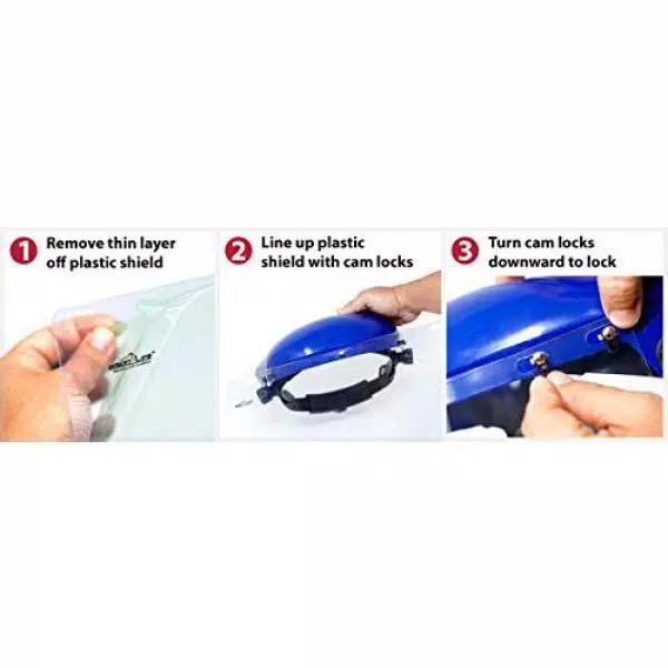 Bison Life Ratchet Headgear for Face Shields, High-Strength Thermoplastic, Blue