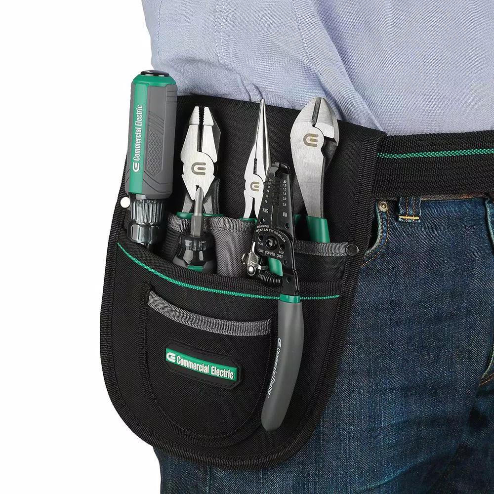 Commercial Electric 7-Piece Electrician's Tool Set with 6-Pocket Tool Pouch