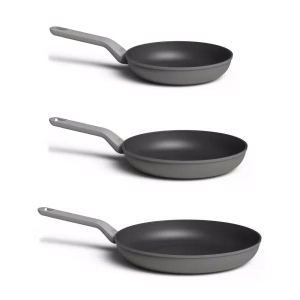 BergHOFF Leo 3-Piece Aluminum Nonstick Frying Pan Set, Grey