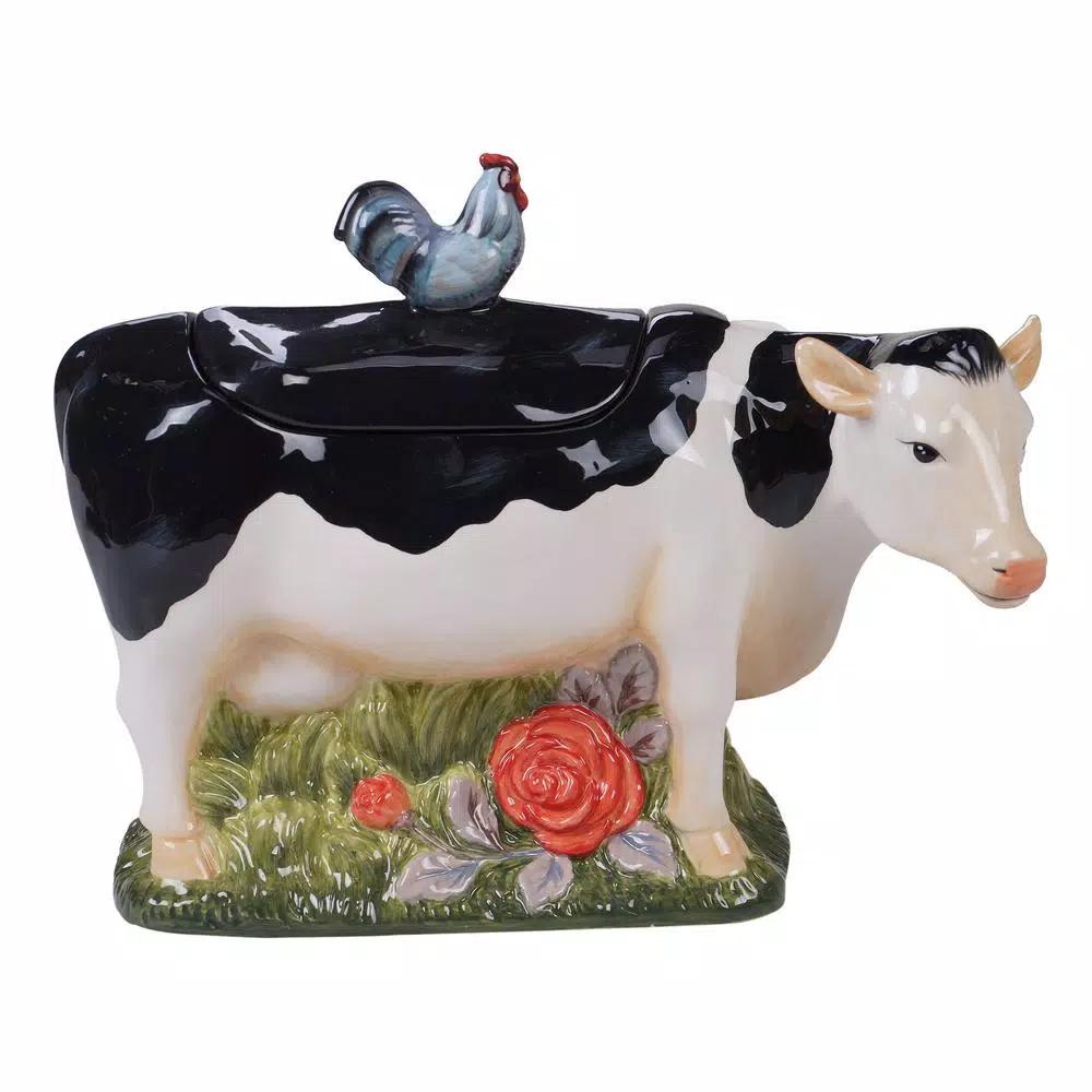 Certified International Farmhouse 3-D Cow Cookie Jar, Multi-Colored, 11.25 in.