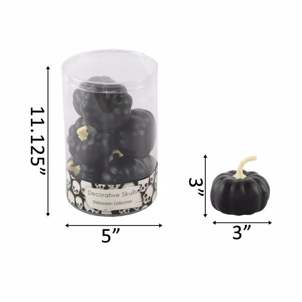 Flora Bunda 8-Piece Halloween Mini Pumpkin Decor Set - Black, Silver, and White Plastic Pumpkins