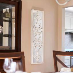 Household Essentials White Decorative Scroll Wall Mirror - Large Rectangular Accent Mirror (46.75 in. x 13.38 in.) thumbnail 1