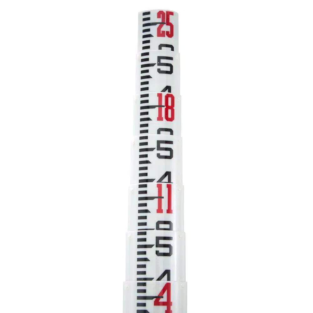 AdirPro 25 ft. Surveyor Oval Leveling Grade Rod, 10ths Scale, Fiberglass