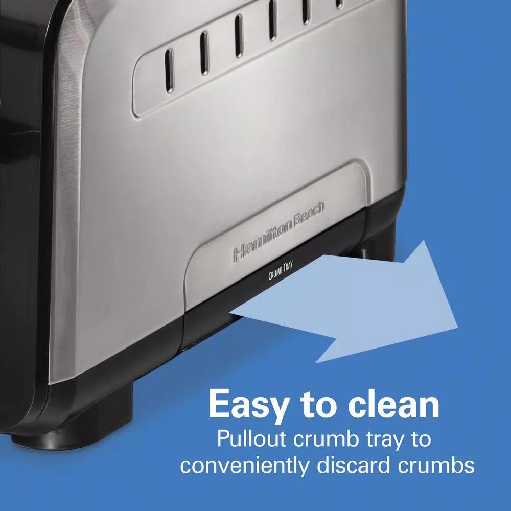 Hamilton Beach Expert-Toast 2-Slice Toaster, 900W, Black and Stainless Steel with Wide Slots